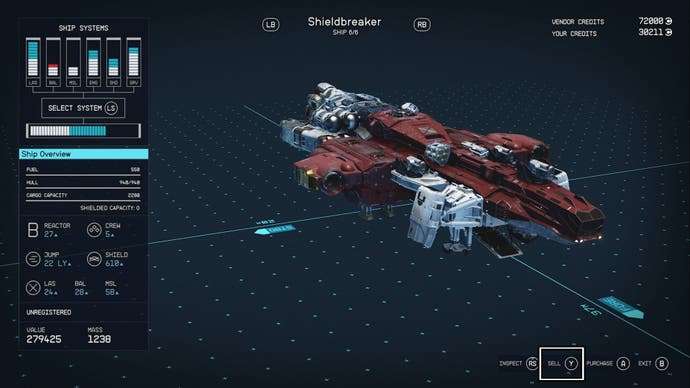 How to sell Ships in Starfield