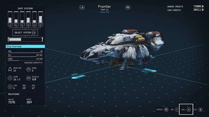 How to sell Ships in Starfield